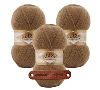 ALIZE Angora Gold 466 Dark Beige Premium Wolle 3 x 100g flauschig leicht für Tücher Schals Pullover Cardigans und Accessoires mit mySearose Label