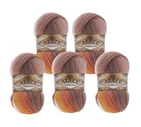 Alize Angora Gold Batik 5 x 100g Farbverlaufsgarn 20% Wolle Winterwolle Häkelgarn mehrfarbig Farbwahl, Farbe:4741 Sonnenaufgang