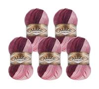 Alize Angora Gold Batik 5 x 100g Farbverlaufsgarn 20% Wolle Winterwolle Häkelgarn mehrfarbig Farbwahl, Farbe:1895 Rosenzauber