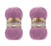 Alize Angora Gold Yarn 20% Wool 80% Acrylic Soft Yarn Crochet Lot of 2skn 200gr 1204yds Lace Hand Knitting Turkish Yarn (28 Rose)