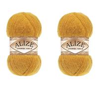 Alize Angora Gold Garn 20% Wolle 80% Acryl Weiches Garn Häkeln Lot von 2skn 200gr 1204yds Spitze Handstricken Türkisches Garn (2 Safran)