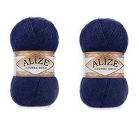 Alize Angora Gold Garn 20% Wolle 80% Acryl Weiches Garn Häkeln Lot von 2skn 200gr 1204yds Spitze Handstricken Türkisches Garn (58 Marineblau)