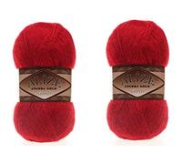 Alize Angora Gold Simli 5 % Metallic, 20 % Wolle, 75 % Acryl, 2 Knäuel, 200 g, 1100 Yds, Garn, Häkelspitze, Handstricken, türkisches Garn (106 Rot)