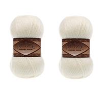 Alize Angora Gold Simli 5% Metallic, 20% Wolle, 75% Acryl, 2 Knäuel, 200 g, 1100 Yds Garn, Häkelspitze, Handstricken, türkisches Garn (1 cremefarben)