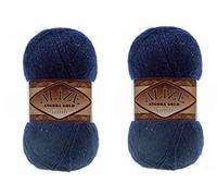 Alize Angora Gold Simli 5 % Metallic, 20 % Wolle, 75 % Acryl, 2 Stück, 200 g, 1100 Yds Garn, Häkelspitze, Handstricken, türkisches Garn (58 Marineblau)