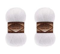 Alize Angora Gold Simli 5 % Metallic, 20 % Wolle, 75 % Acryl, 2 Stück, 200 g, 1100 Yds Garn, Häkelspitze, Handstricken, türkisches Garn (55 Weiß)