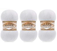 Alize Angora Goldgarn, 20 % Wolle, 80 % Acryl, 3 Skn, 300 g, 1805 Yds Faden, Häkeln, Handstricken, türkisches Garn (55)