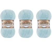 Alize Angora Goldgarn, 20 % Wolle, 80 % Acryl, 3 Skn, 300 g, 1805 Yds Faden, Häkelspitze, Handstricken, türkisches Garn (114 - helles Aqua)