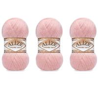 Alize Angora Goldgarn, 20 % Wolle, 80 % Acryl, 3 Skn 300 g, 1805 Yds Faden, Häkelspitze, Handstricken, türkisches Garn (363-Wedding Pink)