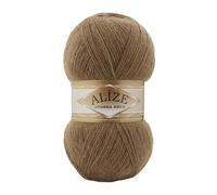 Alize Angora Goldgarn, 20 % Wolle, 80 % Acryl, weiches Garn, Häkeln, 200 g, 1204 m, Spitze, Handstricken, türkisches Garn (466 Dunkelbeige)