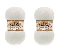 Alize Angora Goldgarn, 20 % Wolle, 80 % Acryl, weiches Garn, Häkeln, 200 g, 1204 m, Spitze, Handstricken, türkisches Garn (62 Hellcreme)