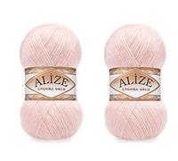 Alize Angora Goldgarn, 20 % Wolle, 80 % Acryl, weiches Garn, Häkeln, 200 g, 1204 m, Spitze, Handstricken, türkisches Garn (271 Pink Pearl)
