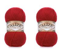 Alize Angora Goldgarn, 20 % Wolle, 80 % Acryl, weiches Garn, Häkeln, 200 g, 1204 m, Spitze, Handstricken, türkisches Garn (106 Rot)
