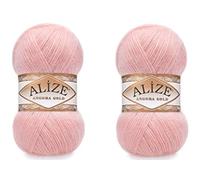 Alize Angora Goldgarn, 20 % Wolle, 80 % Acryl, weiches Garn, Häkeln, 200 g, 1204 m, Spitze, Handstricken, türkisches Garn (363 Hochzeitsrosa)