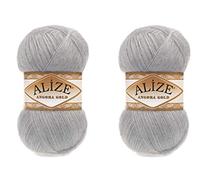Alize Angora Goldgarn, 20 % Wolle, 80 % Acryl, weiches Garn, Häkeln, 200 g, 1204 m, Spitze, Handstricken, türkisches Garn (21 Grau)