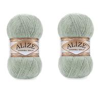 Alize Angora Goldgarn, 20 % Wolle, 80 % Acryl, weiches Garn, Häkeln, 200 g, 1204 m, Spitze, Handstricken, türkisches Garn (515 grüne Mandel)