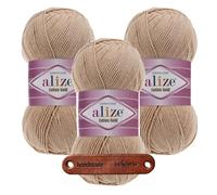 ALIZE Cotton Gold 262 Beige Premium Wolle 3 x 100g weich und angenehm für Tops Kleider und Accessoires für Frühling und Sommer, Amigurumi, Babydecke und Wohnaccessoires mit mySearose Label