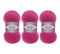 Alize Cotton Gold, 55 % Baumwolle - 45 % Acryl, klassisches Handstrickgarn, Faden, Häkeln, Handstricken, Kunst, 3 Knäuel, 300 g, 900 m, (Farbe 149)
