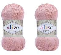 Alize Diva-Garn, Handstrickgarn, 100 % Mikrofaser, Acrylgarn, Alize Diva, Seideneffekt, Häkelkunst, Spitzenhandwerk, 2 Knäuel, 200 g, 767 Yds (363-Wedding Pink)