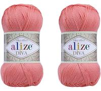 Alize Diva Seidiger Effekt, 100 % Mikrofaser-Acrylgarn, Garn, Häkelkunst, Spitze, Basteln, 2 Knäuel, 200 g, 760 m, Handstrickgarn (619)