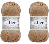 Alize Diva Seidiger Effekt, 100 % Mikrofaser-Acrylgarn, Garn, Häkelkunst, Spitze, Basteln, 2 Knäuel, 200 g, 760 m, Handstrickgarn (369)