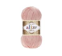 Alize Diva Seidiger Effekt, 100 % Mikrofaser-Acrylgarn, Häkelkunst, Spitzenhandwerk, Lot von 2 Knäueln, jeder Strang 100 g, 350 m - 145 Pulver
