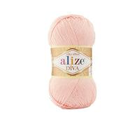 Alize Diva Seidiger Effekt, 100 % Mikrofaser-Acrylgarn, Häkelkunst, Spitzenhandwerk, Lot von 2 Knäueln, jeder Strang 100 g, 350 m - 143 Pulver