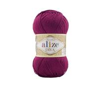 Alize Diva Strickgarn, 100 % Mikrofaser, Acryl, Seideneffekt, 4 Knäuel, 400 g, 1500 m, Farbe (326 Fuchsia)