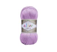 Alize Diva Strickgarn, 100 % Mikrofaser, Acryl, Seideneffekt, 4 Knäuel, 400 g, 1500 m, Farbe 474 Flieder