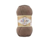 Alize Diva Strickgarn, 100 % Mikrofaser-Acryl, Seideneffekt, 4 Knäuel, 400 g, 1500 m, Farbe (688 Milchbraun)