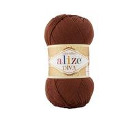 Alize Diva Strickgarn, 100 % Mikrofaser-Acryl, Seideneffekt, 4 Knäuel, 400 g, 1500 m, Farbe 690 dunkles Kupfer