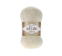 Alize Diva Strickgarn, 100 % Mikrofaser, Acryl, Seideneffekt, Sport Häkel, Set aus 4 Knäuel, 400 g, 1401 m, Farbe 383 Stein
