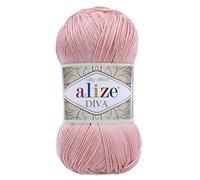 Alize Diva Strickgarn, 100 % Mikrofaser, Acryl, Seideneffekt, Sport, Häkelgarn, 4 Knäuel, 400 g, 1500 m, Farbe (363 Wedding Pink)