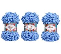 Alize Geschwollenes feines Garn für Babydecken, 3 Stück, 300 g, 48 m, 100 % Mikropolyester, weiches Garn, Handstrickgarn, super grob, sperrig, gewebtes Kammgarn (112)