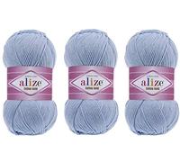 Alize Goldgarn aus 55 % Baumwolle und 45 % Acryl, 3 Knäuel, 300 g, 1082 yds Strickgarn aus Acryl (40)