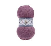 Alize LanaGold 800 Strickgarn für Häkeln, Stricken und Basteln, sehr feines Gewicht, weich, 4 Knäuel, 400 g, 3500 yds Farbe 28 Rose