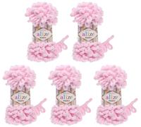 Alize Puffy 5 x 100 Gramm Strickwolle, 500 Gramm Fingerstrick - Wolle super Bulky, Schlaufenwolle, Stricken ohne Nadel (rosa 31)