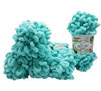 Alize Puffy 5 x 100 Gramm Strickwolle, 500 Gramm Fingerstrick - Wolle super Bulky, Schlaufenwolle, Stricken ohne Nadel (Mint 19)