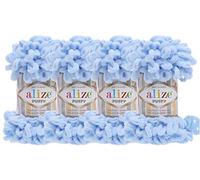Alize Puffy Baby Big Loop Decke Garn, 100 % Micropolyester, weiches Garn, 400 g, 183 Hellblau