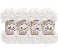 Alize Puffy Baby Big Loop Decke Garn, 100 % Micropolyester, weiches Garn, 400 g, 55 - Weiß