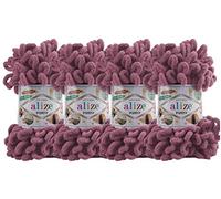 Alize Puffy Baby Big Loop Deckengarn, 100 % Micropolyester, weiches Garn, 400 g, 28 Rosen, 4 Stück