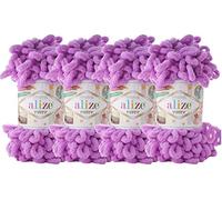 Alize Puffy Baby Big Loop Deckengarn, 100 % Micropolyester, weiches Garn, 400 g, 378-Orchidee, 4 Stück