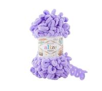 Alize Puffy Baby Big Loop Deckengarn, 100 % Mikropolyester, weiche Wolle, je Knäuel 100 g, 9 m, 788 Lavendel, 3 Knäuel