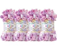 Alize Puffy Color Babydeckengarn, 4 Skn, 100 g, 9,8 m, 100 % Mikropolyester, weiches Garn, Handstrickgarn (6051)