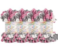 Alize Puffy Color Babydeckengarn, 4 Skn, 400 g, 39,3 m, 100 % Mikropolyester, weiches Garn, Handstrickgarn (6070)