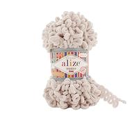 Alize Puffy Feine Babydecke, kleine Schlaufe, 100 % Mikropolyester, weiches Garn, 4 Stück, 400 g, 64 m (599 - Knochen)