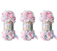 Alize Puffy Feine Farbe Baby Decke Garn Lot von 3skn 300g 48yds Voll-Mikropolyester Soft Garn Handstrickgarn %100 Super Chunky Bulky Woven Worested Garn (5945)