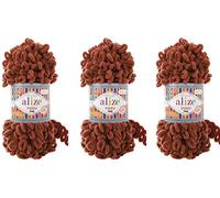 Alize Puffy Feines Garn für Babydecke, 3 Knäuel, 300 g, 100 % Micropolyester, weiches Garn, Handstrickgarn, sehr grob, sperrig, gewebt, gewobenes Garn (90 Terra)