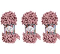 Alize Puffy Feines Garn für Babydecke, 3 Knäuel, 300 g, 100 % Micropolyester, weiches Garn, Handstrickgarn, sehr grob, sperrig, gewebt, gewebt, gewebtes Garn (295-Pink Rose)