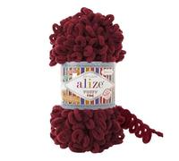 Alize Puffy Fine Baby-Deckengarn, 100 % Mikropolyester, weiche Wolle, je Knäuel 100 g, 14,5 m, 107 Kirschrot, 3 Knäuel